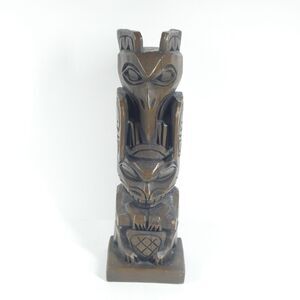 Totem Pole Statue 13" Tall Vintage Ceramic Ye Olde Curiosity Shop Seattle PNW